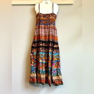 Pretty Angel linen blend boho tiered maxi dress with sparkle embellishment